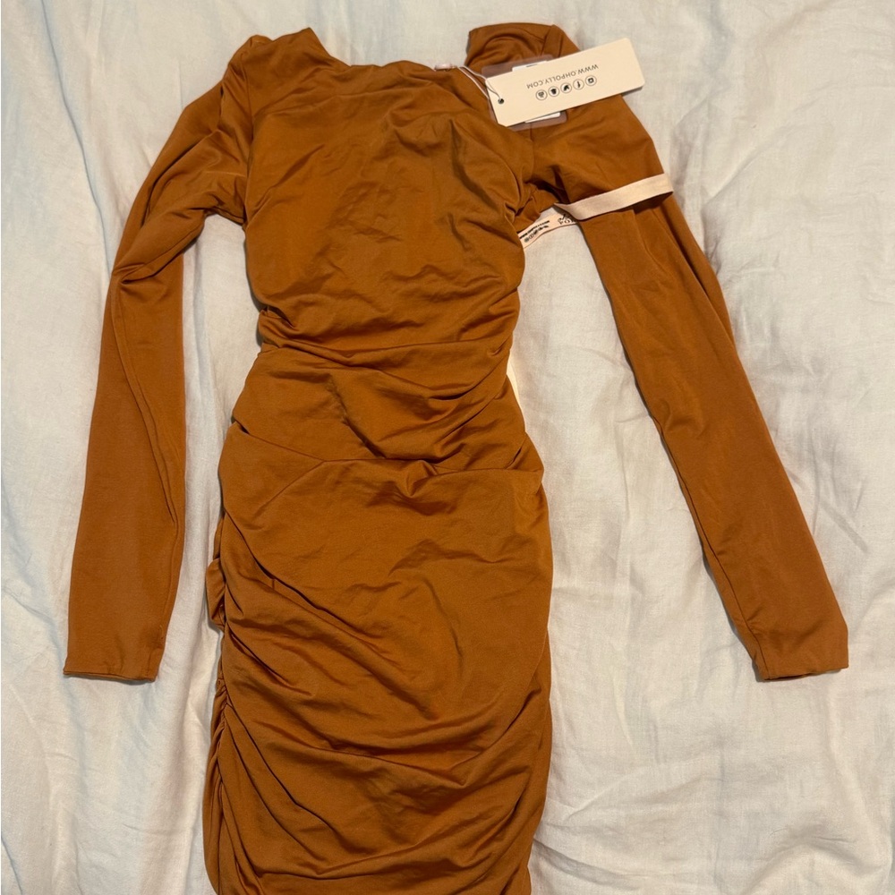 Oh Polly Long Sleeve Dress in Rich Brown